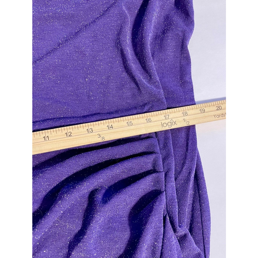 Kim Curvy 20W Purple Silver Sparkly One Shoulder long sleeve cocktail dress 6669 - Picture 4 of 8